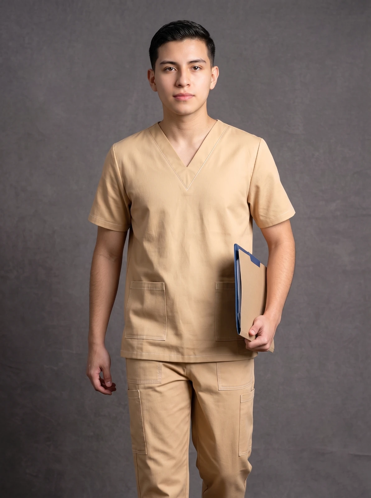 Uniforme de Enfermería Estilo Cargo/Comando de Color Beige Unisex