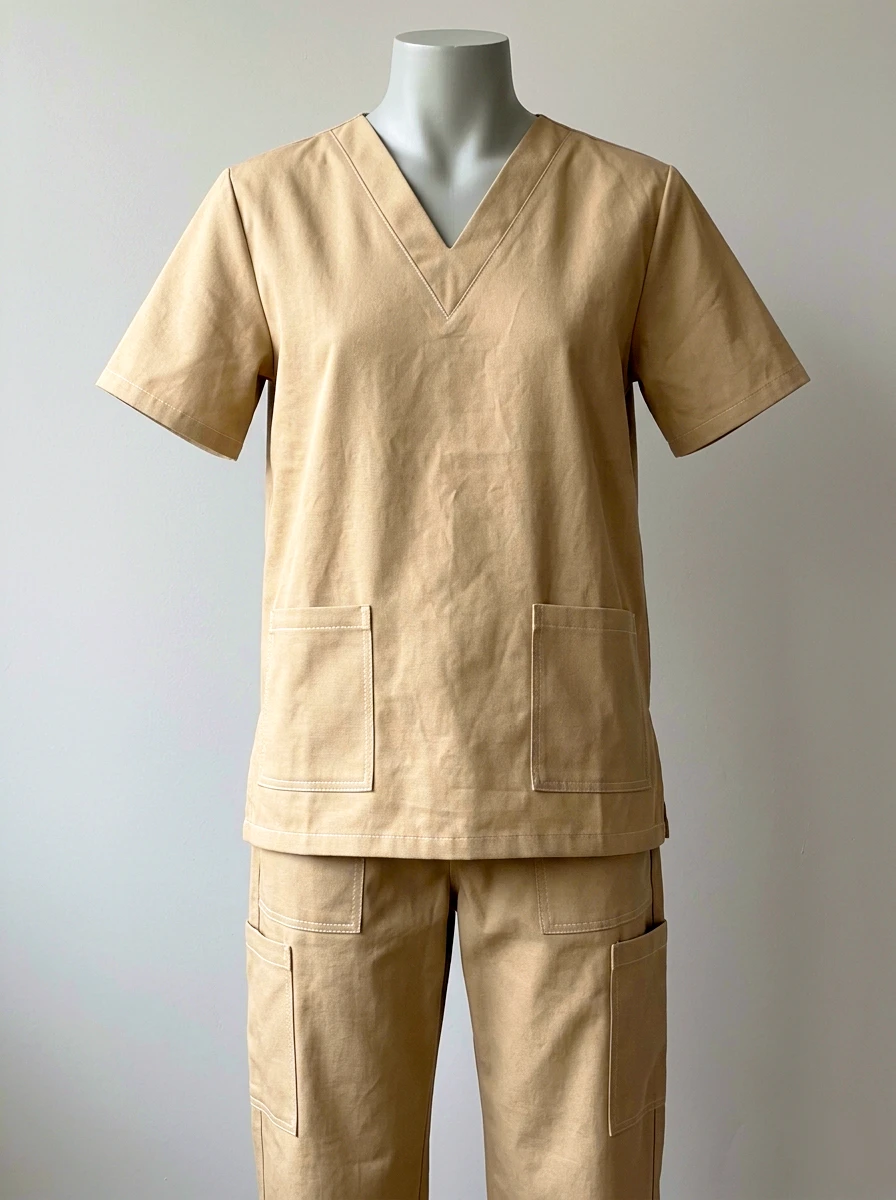 Uniforme de Enfermería Estilo Cargo/Comando de Color Beige Unisex miniatura 2