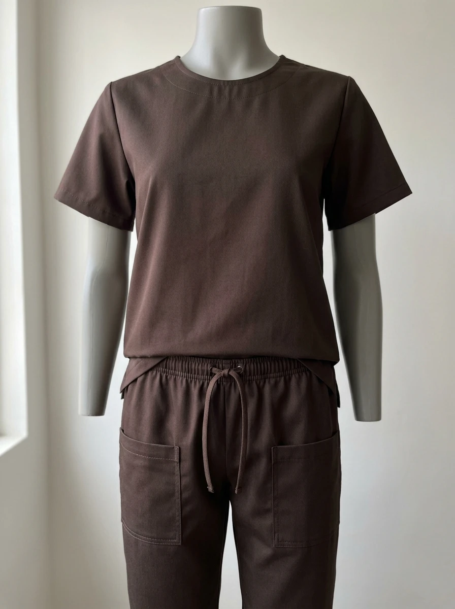 Uniforme de Enfermería Estilo Jogger de Color Café Unisex miniatura 2