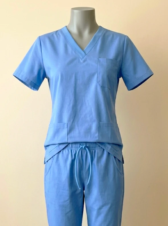 Uniforme de Enfermería Estilo Clásico de Color Celeste Unisex miniatura 2