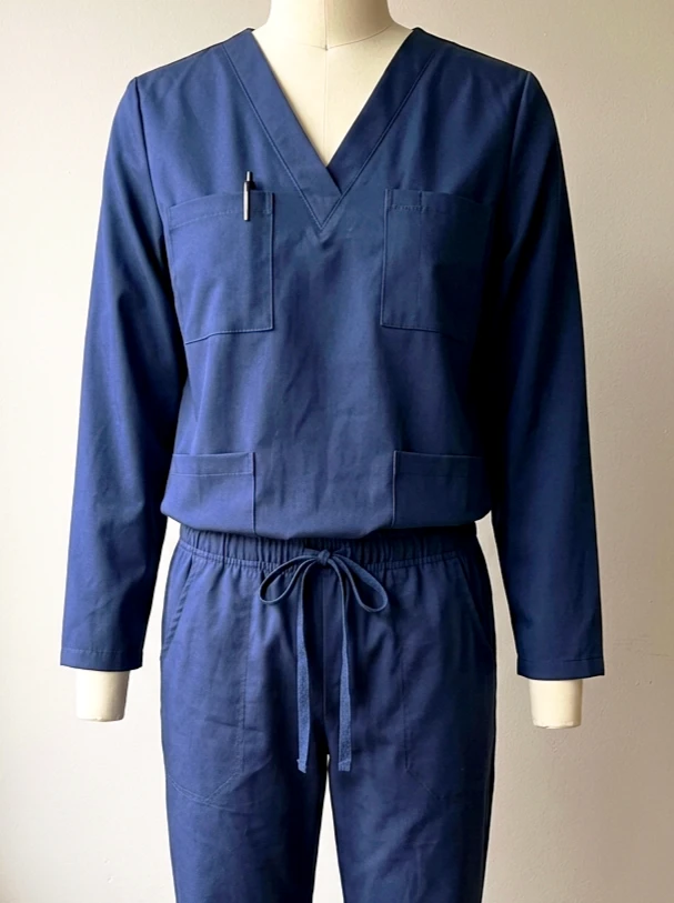Uniforme de Enfermería Manga Larga de Color Azul Marino Unisex miniatura 2