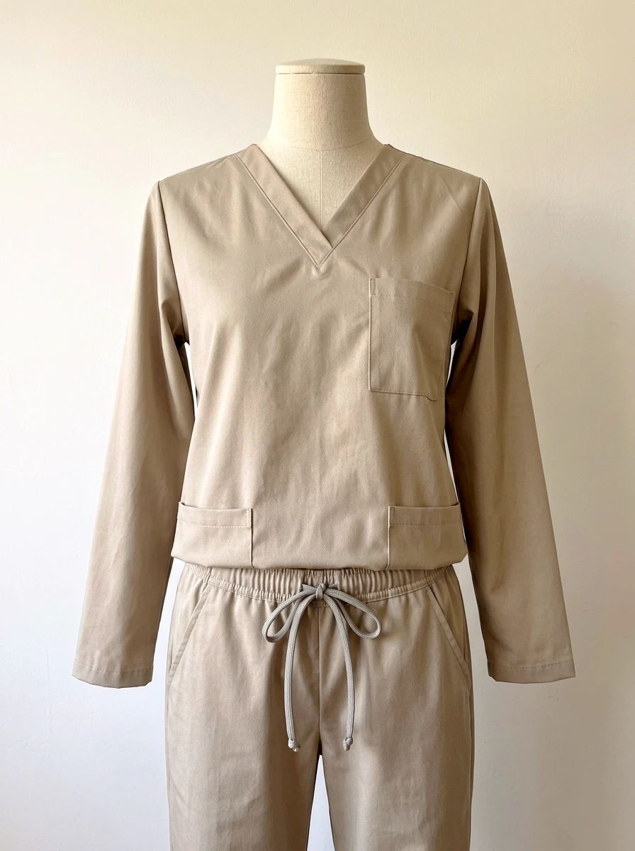Uniforme de Enfermería Manga Larga de Color Beige Unisex miniatura 2