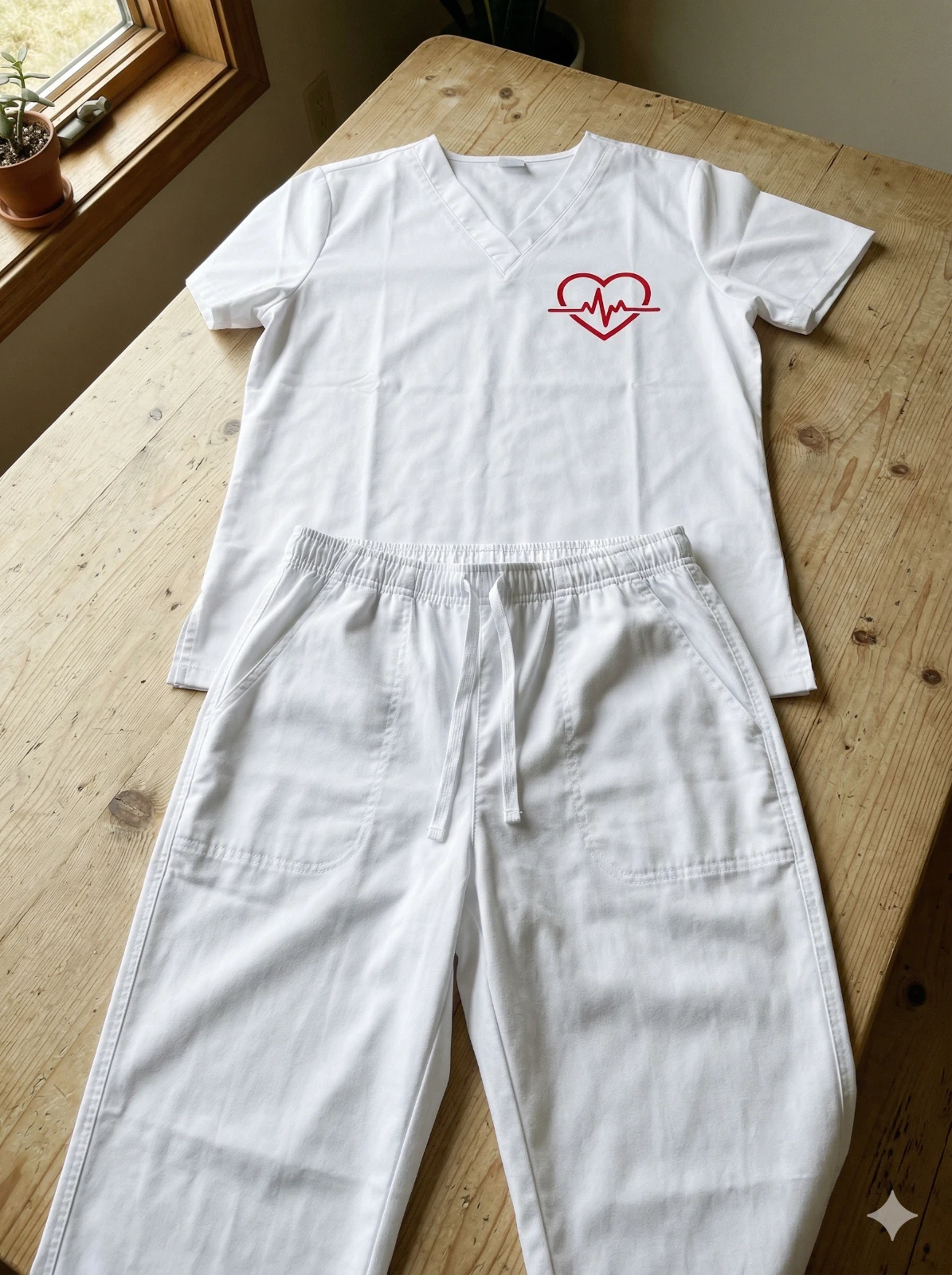 Uniforme de Enfermería Blanco con Bordado de Corazón Unisex miniatura 2